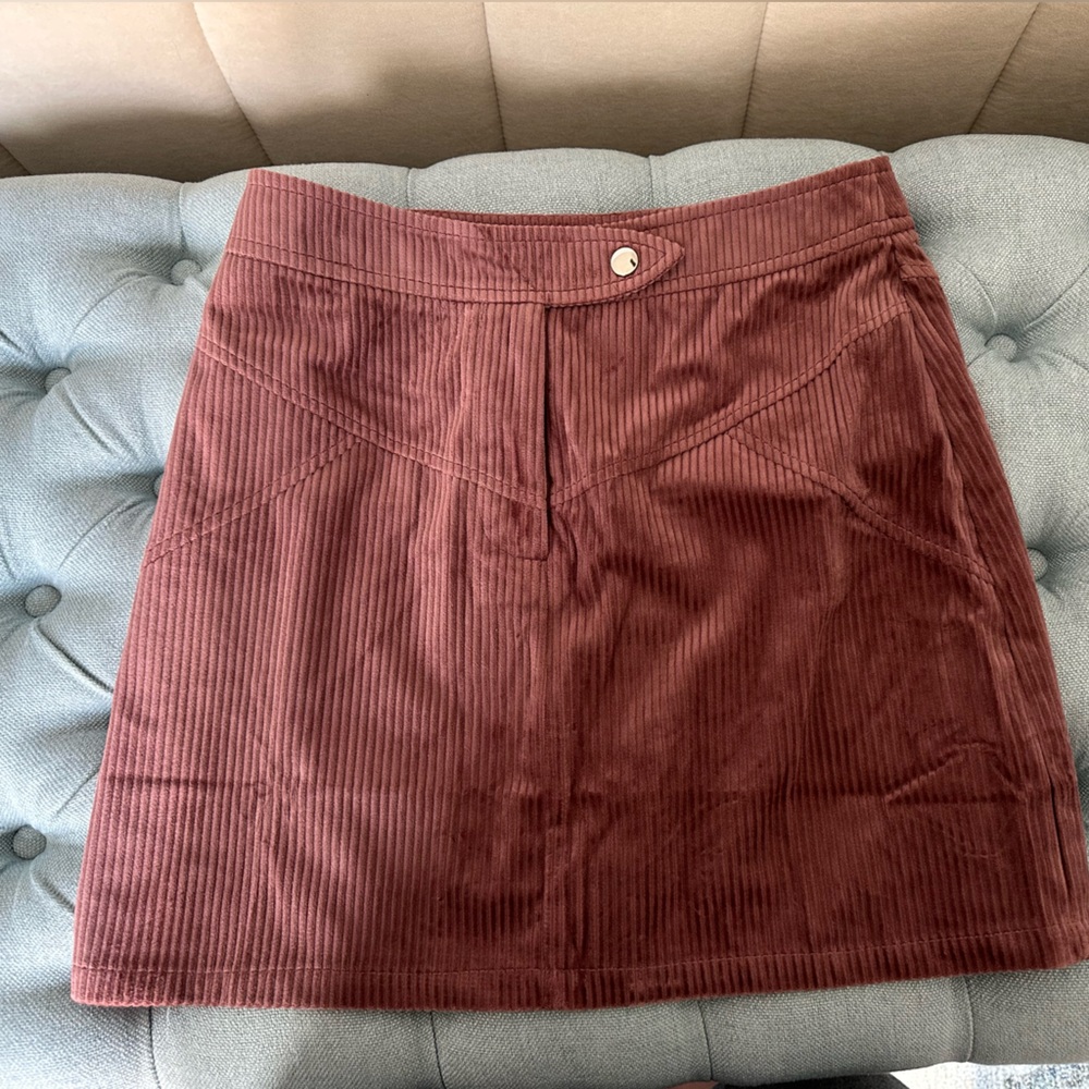 Lulu's Corduroy A-Line Skirt in Deep Burgundy